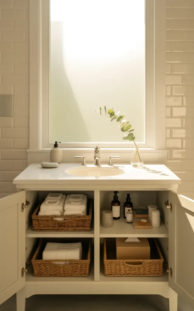 Create a hidden storage zone for guest supplies.