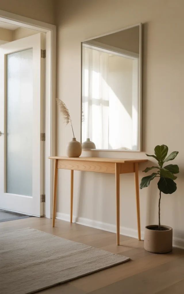 Create a minimalist front door entryway.