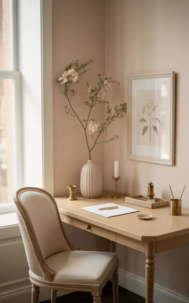 Create a soft and feminine office nook.