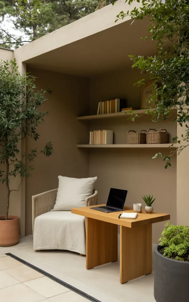 Create a weather-protected outdoor workspace.