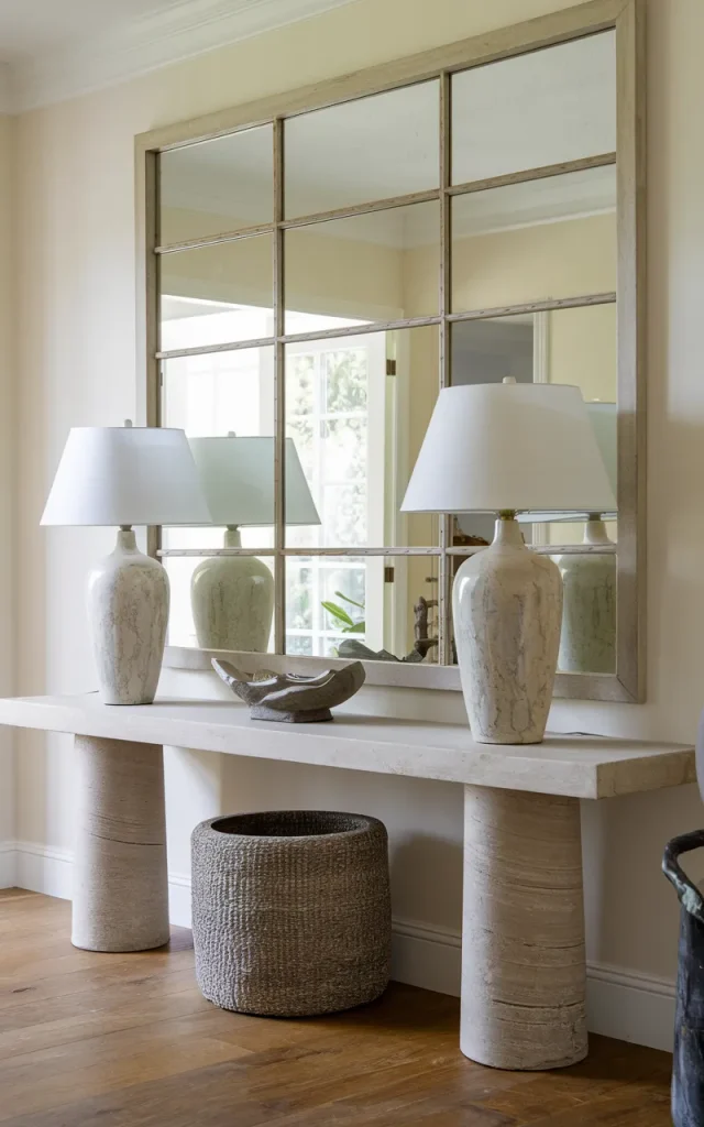 Create symmetry with matching lamps.