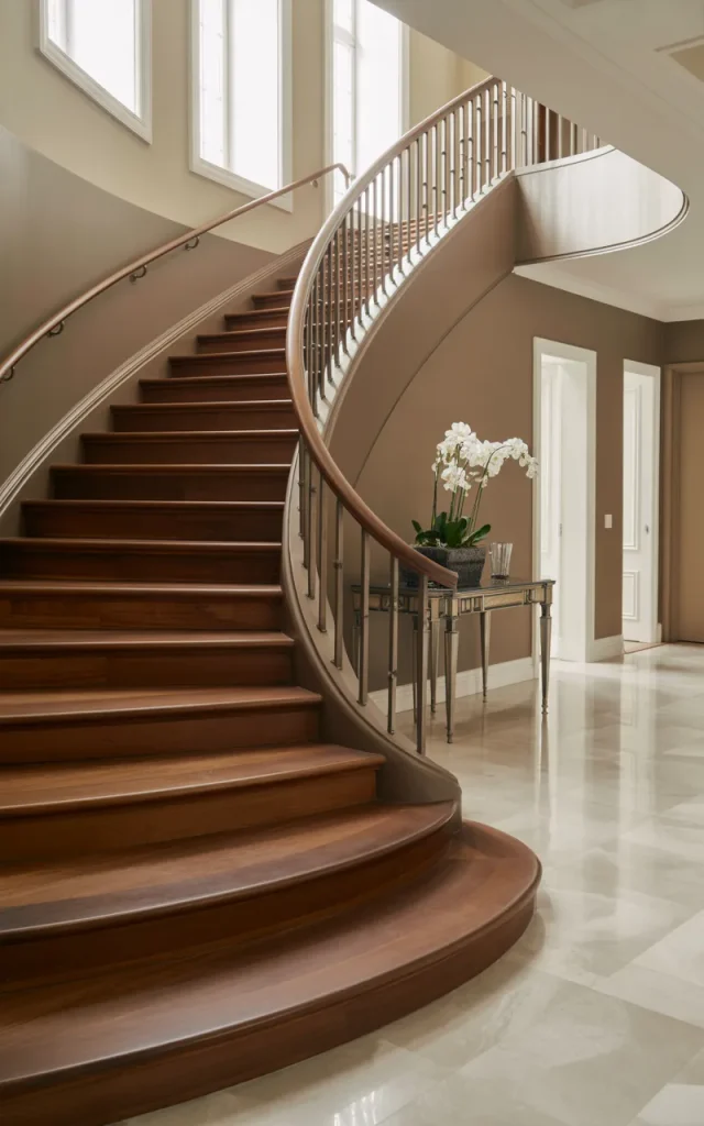 Curve the staircase for soft elegance