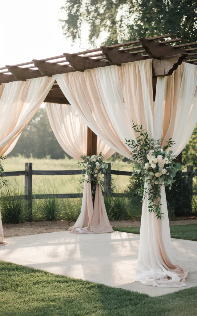 Drape Fabric Around a Backyard Pergola