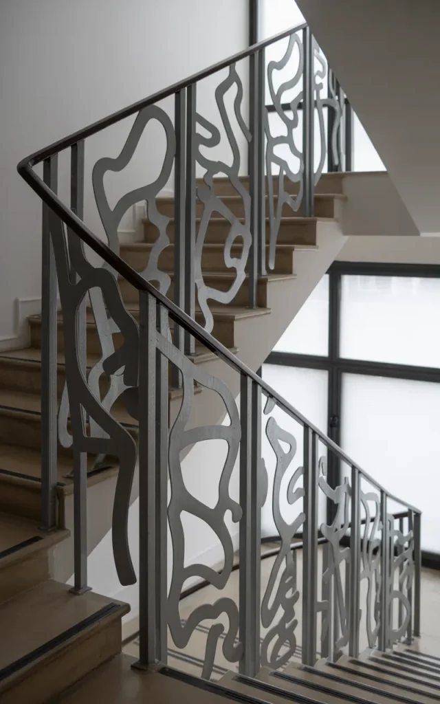 Elevate the design with sculptural steel balusters