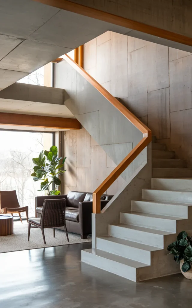 Extend the concrete into matching landings