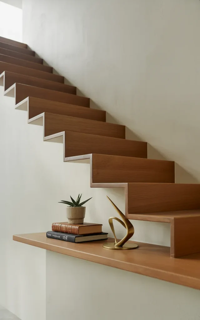Extend the floating steps into a landing shelf