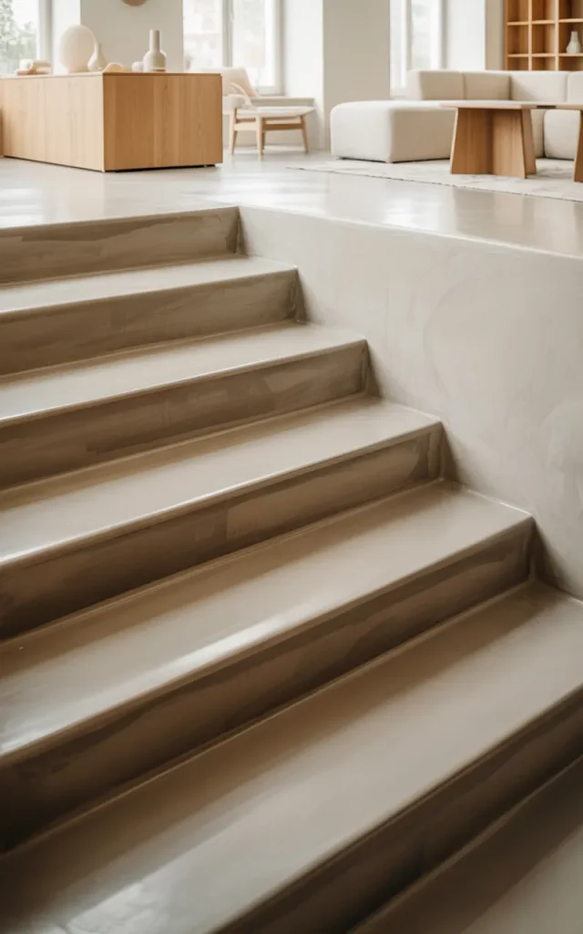 Finish concrete stairs with a matte sealer for a soft modern look
