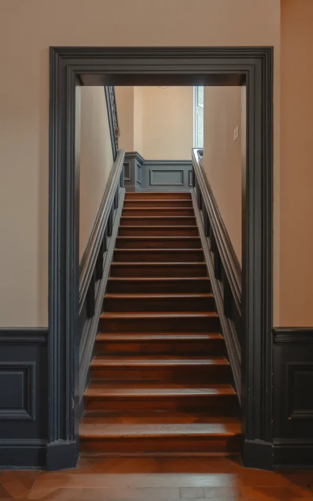 Frame the Staircase With Black Trim and Molding