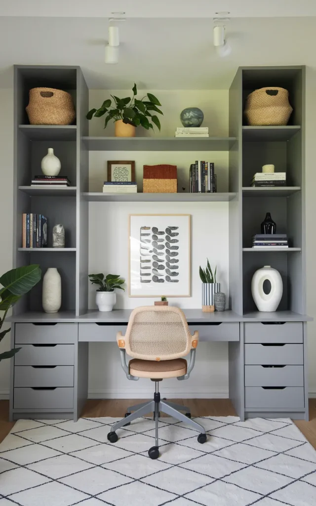 Frame the desk with matching vertical storage.