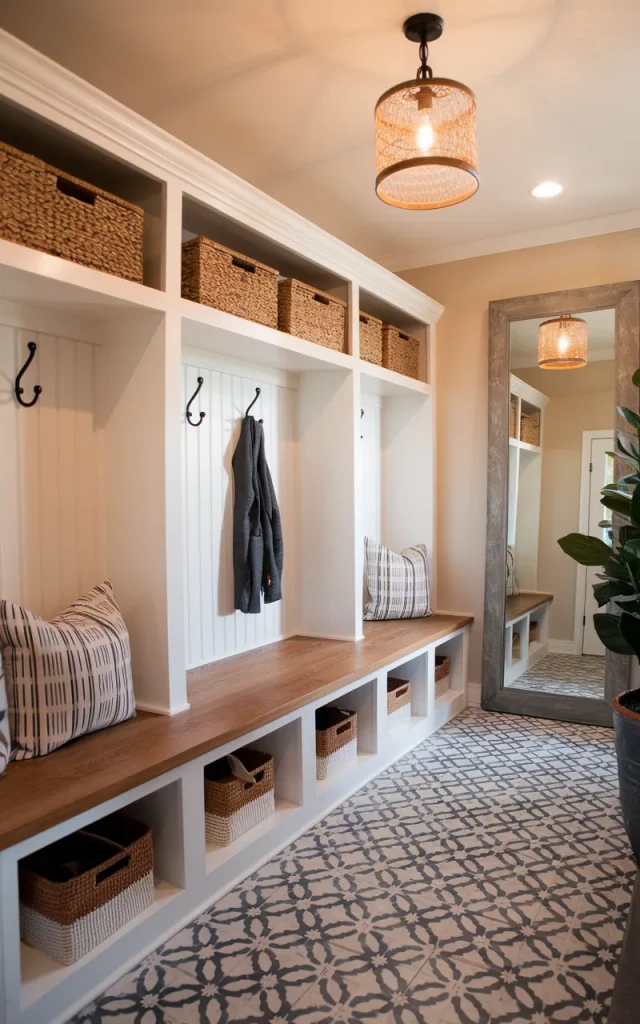 Give the entire mudroom a welcoming entryway moment.