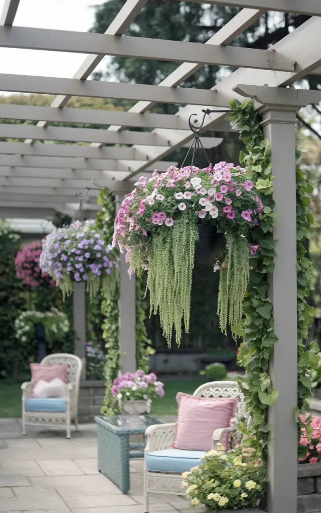 Hang Flower Baskets Around the Patio