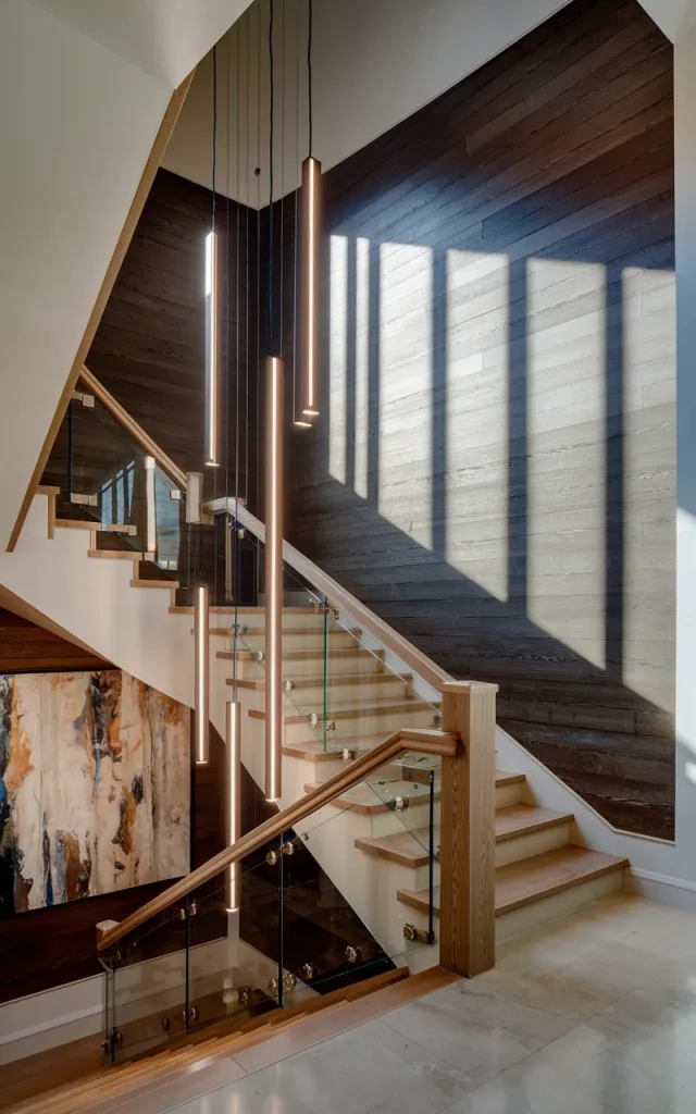 Hang Linear Pendant Lighting Along the Staircase