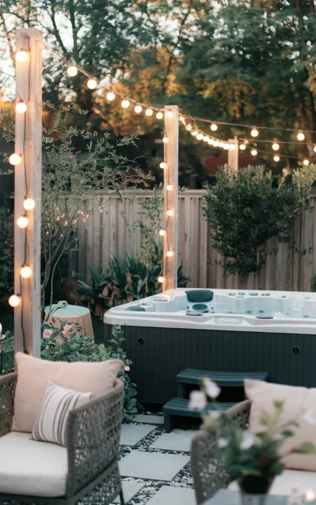 Hang String Lights Above the Hot Tub
