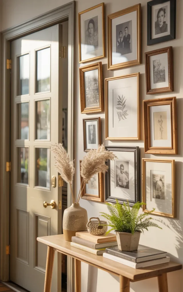 Hang a gallery wall beside the front door.