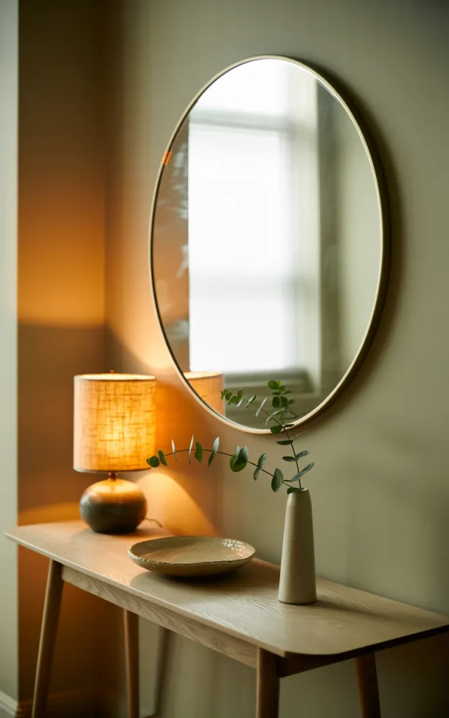 Hang an oversized mirror above a console table.