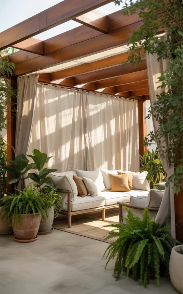 Hang outdoor curtains around the seating area.