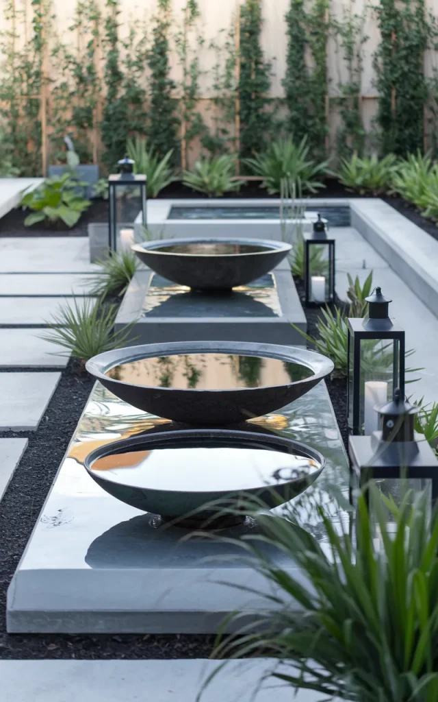 Incorporate Decorative Water Bowls and Reflecting Features