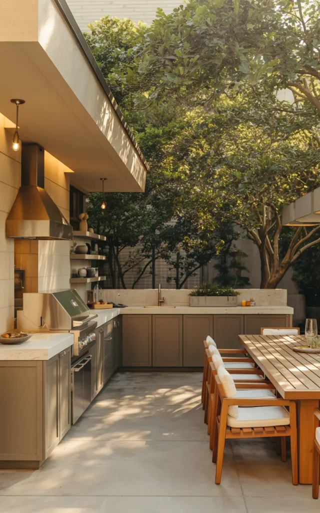 Incorporate a built-in outdoor kitchen.