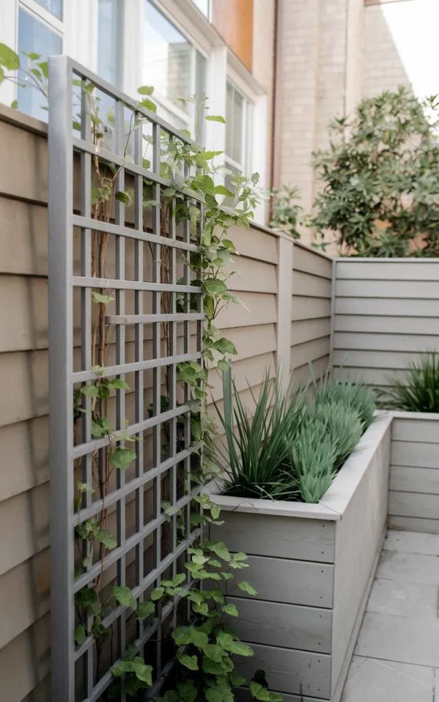 Incorporate a small trellis for vertical greenery.