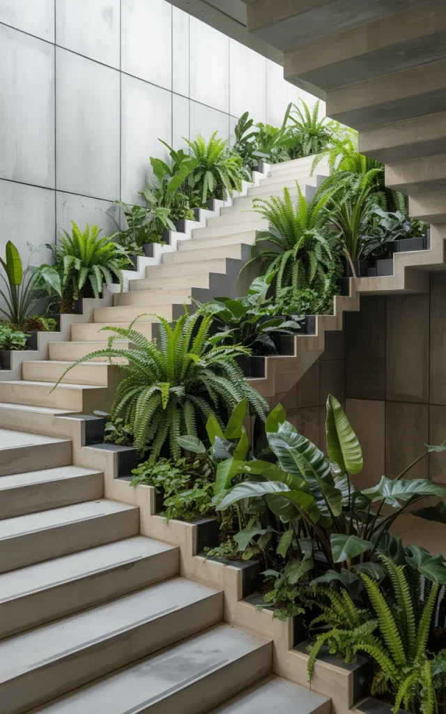 Incorporate planters along the staircase