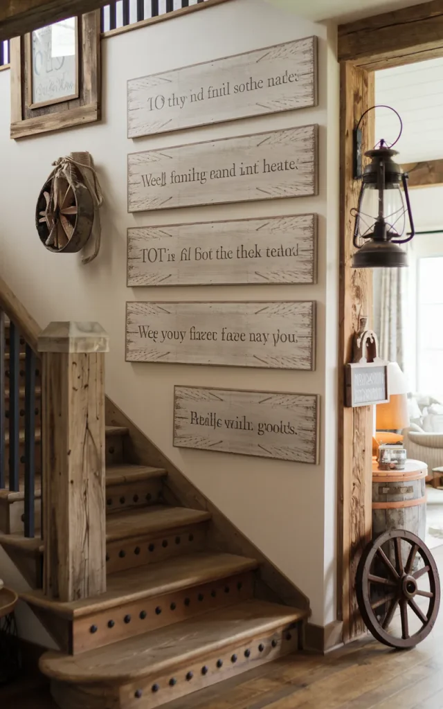 Incorporate wooden wall signs with quotes
