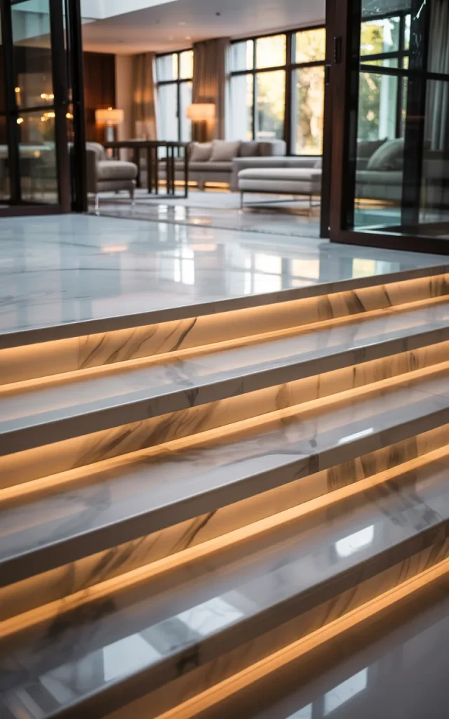 Install Backlit Marble Steps