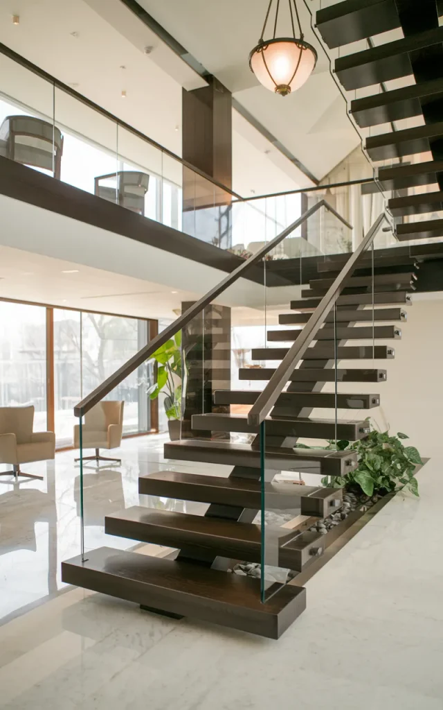 Install Dark Floating Stairs for a Modern Edge