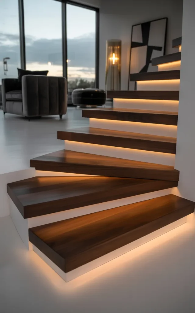 Install LED Strip Lighting Under Each Tread