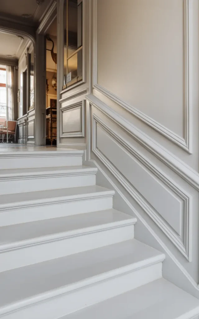 Install White Staircase Panels with Subtle Molding