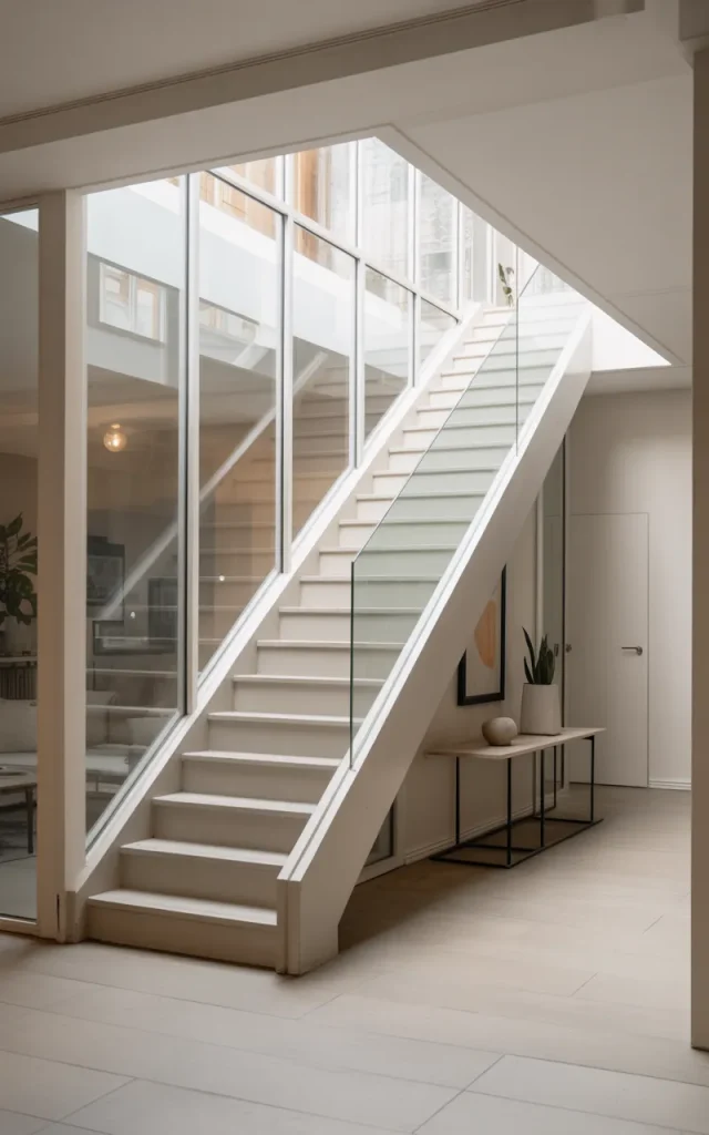 Install a White Staircase with Glass Panels