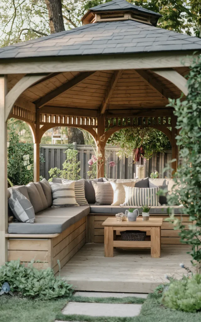 Install a built-in bench along one side.
