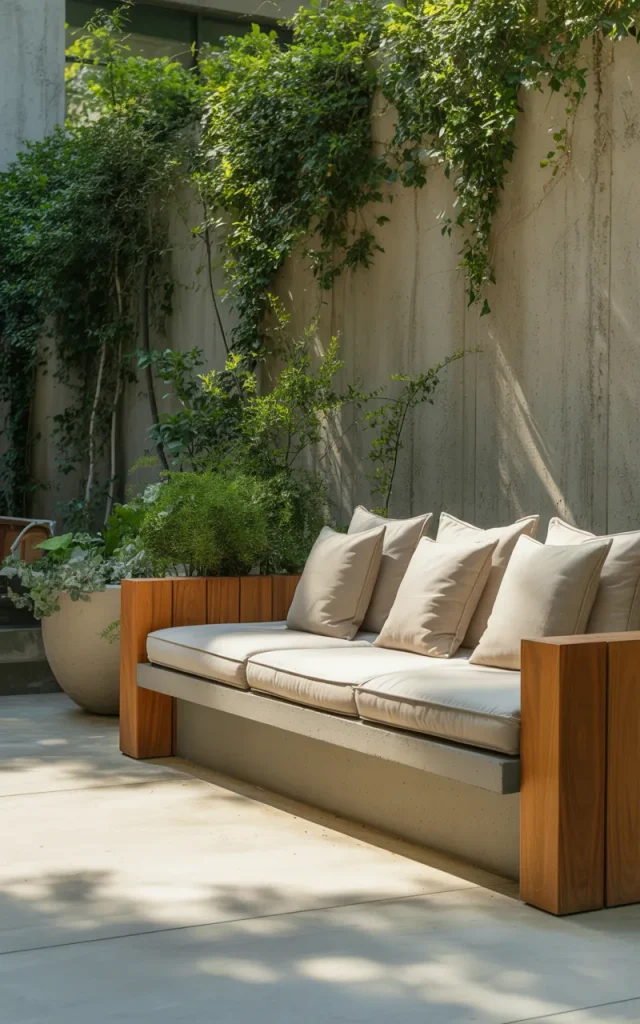 Install a built-in concrete bench for permanent seating.