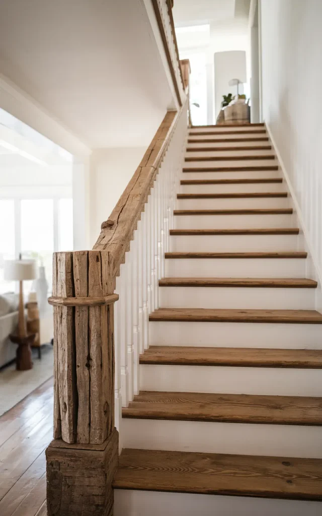 Install a chunky reclaimed wood handrail