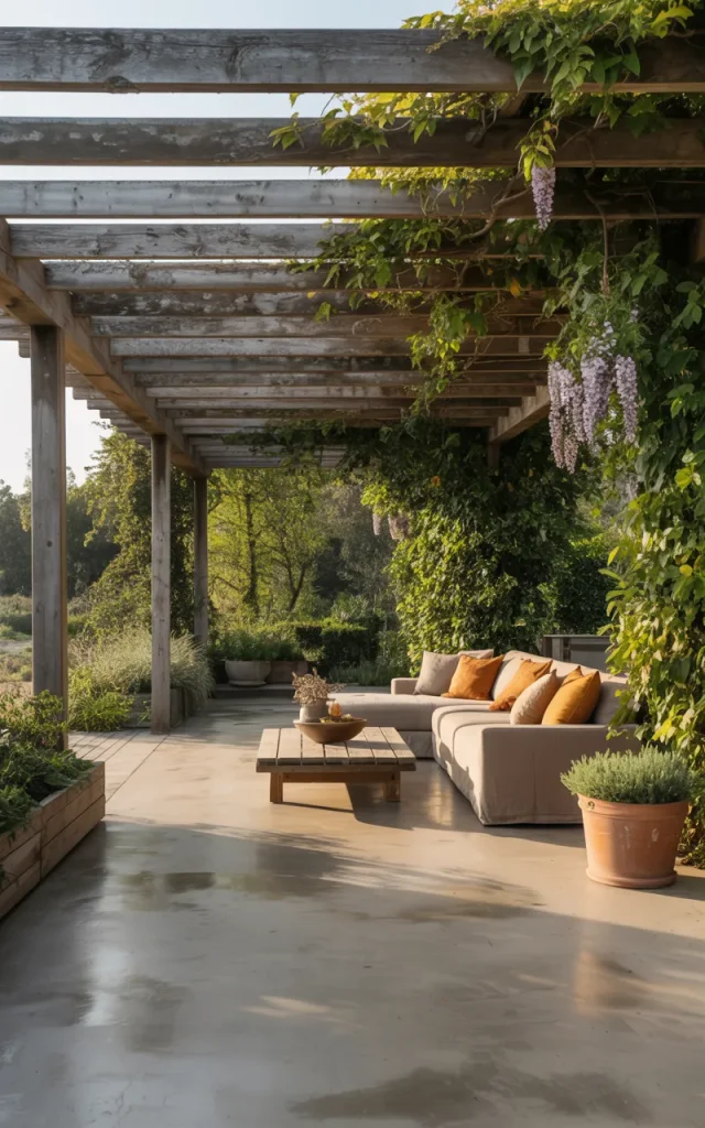 Install a pergola over the patio.