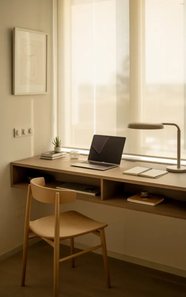 Install a sleek wall-mounted desk.