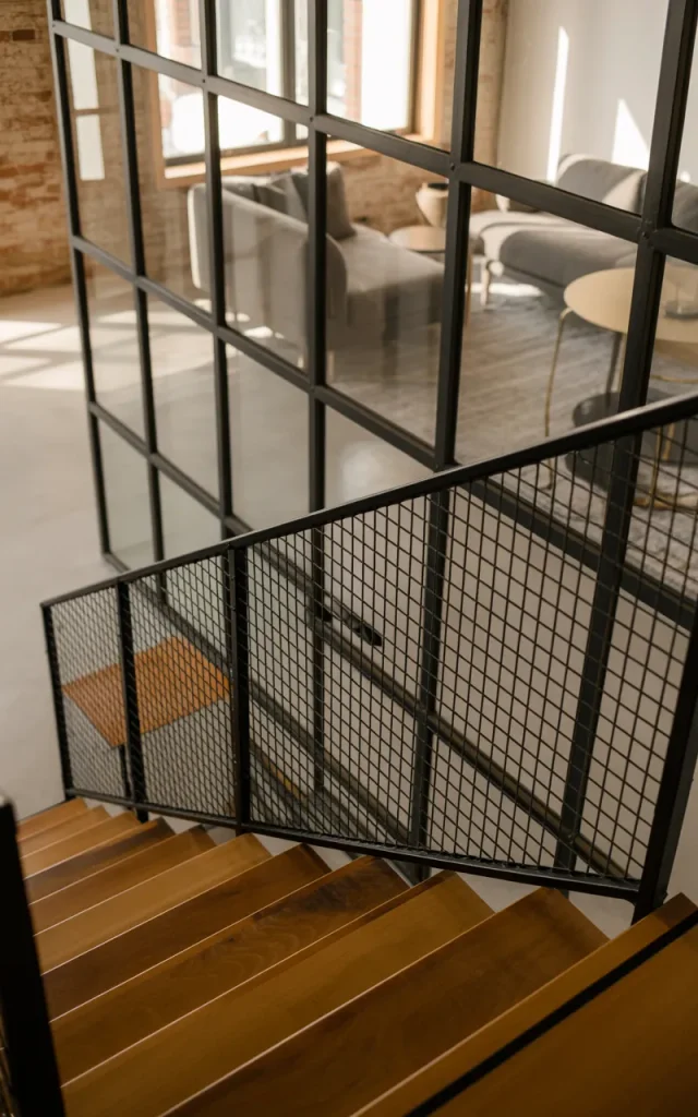 Install a slim metal grid railing for an urban vibe