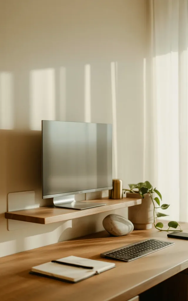 Install a wall-mounted monitor shelf.