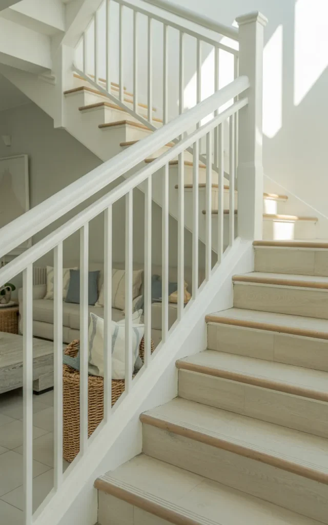 Install a white metal railing for a softer modern look