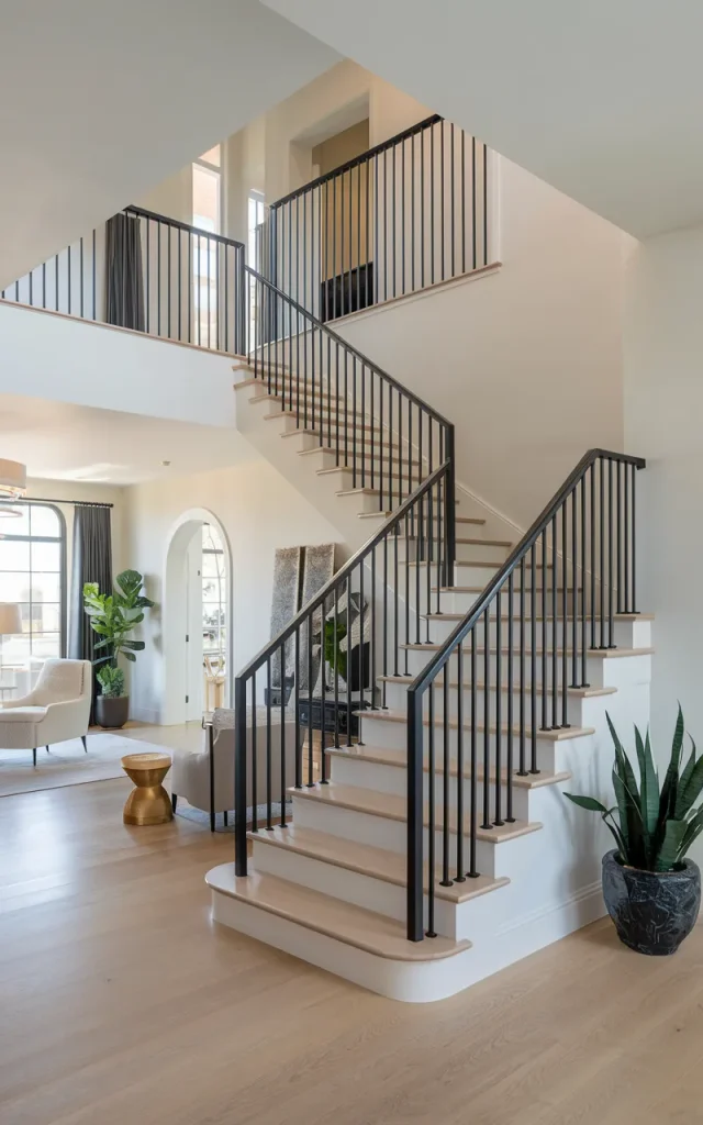 Install vertical black rods for a bold statement