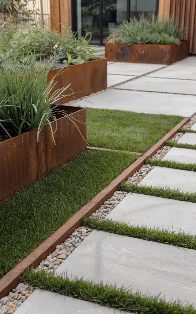 Introduce corten-style metal accents.