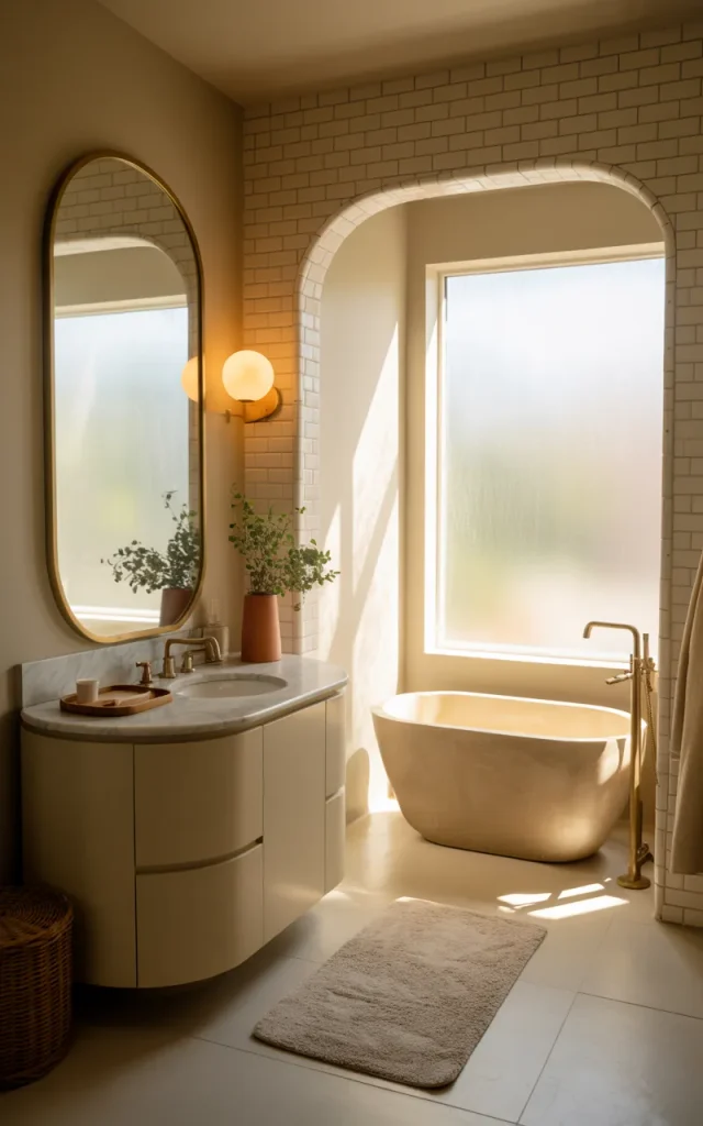 Introduce curved shapes around the room