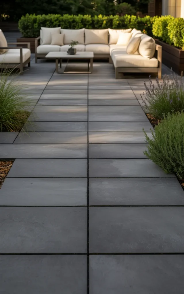 Lay a large-format patio surface.