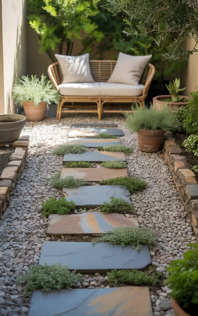 Lay a narrow stepping-stone path through the yard.
