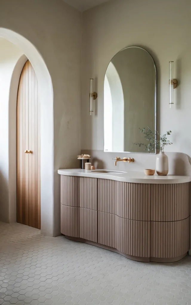 Lay hexagon tiles for a modern organic feel