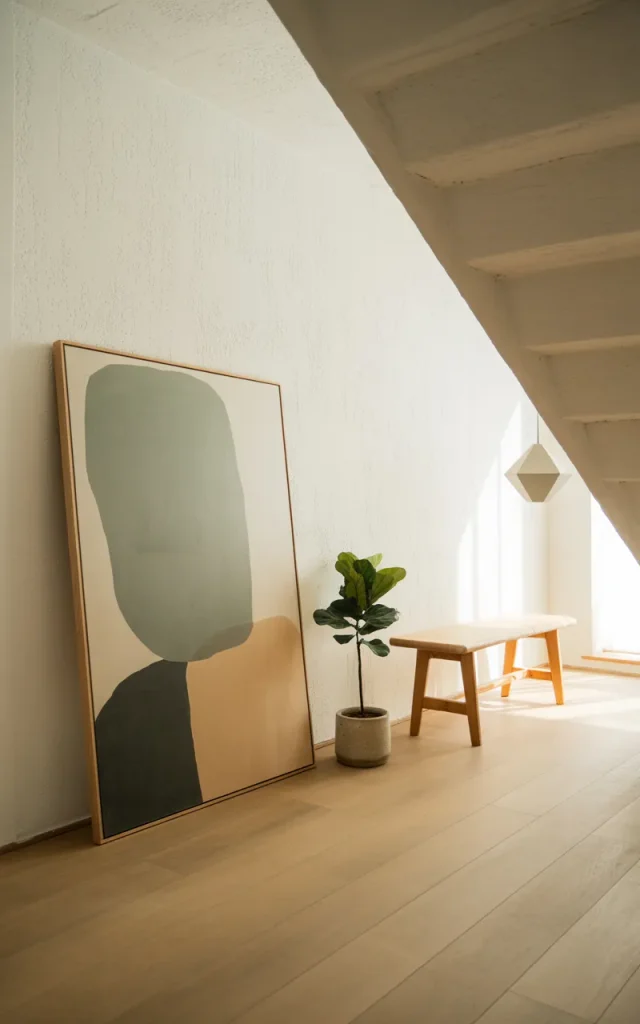 Lean oversized artwork against the wall casually