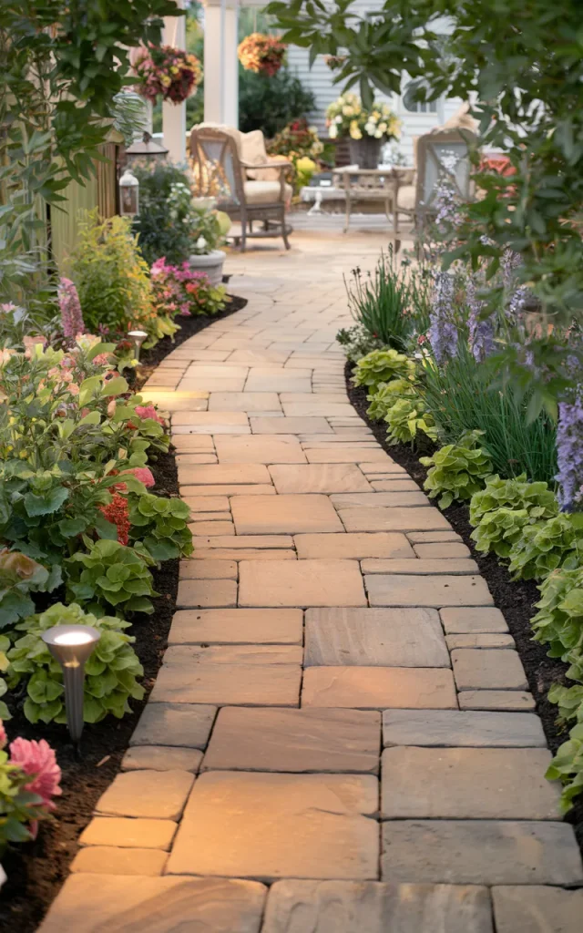 Line a Backyard Pathway With Flower Beds