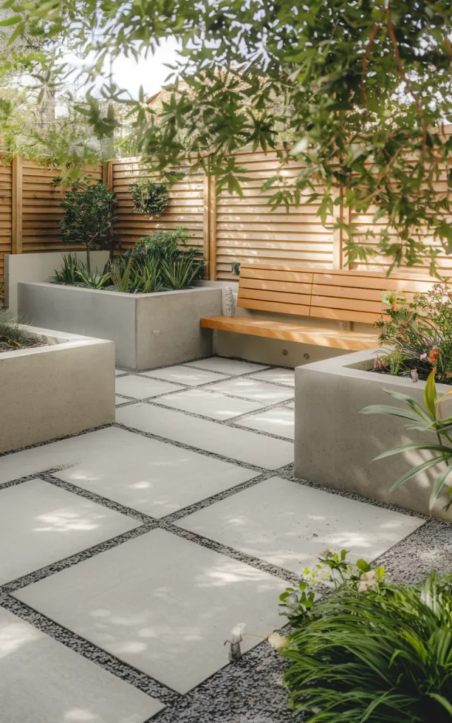 Mix concrete with warm wood accents.