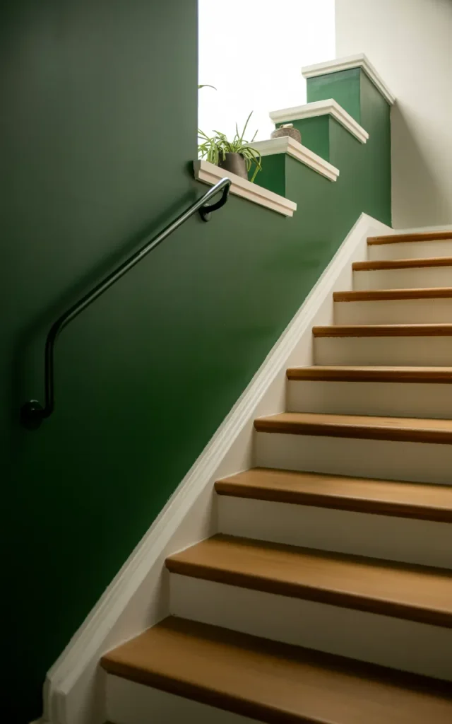Paint a Bold Accent Color Along the Staircase Wall