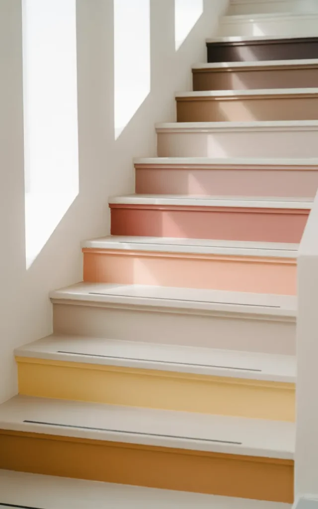 Paint the stair risers in alternating colors
