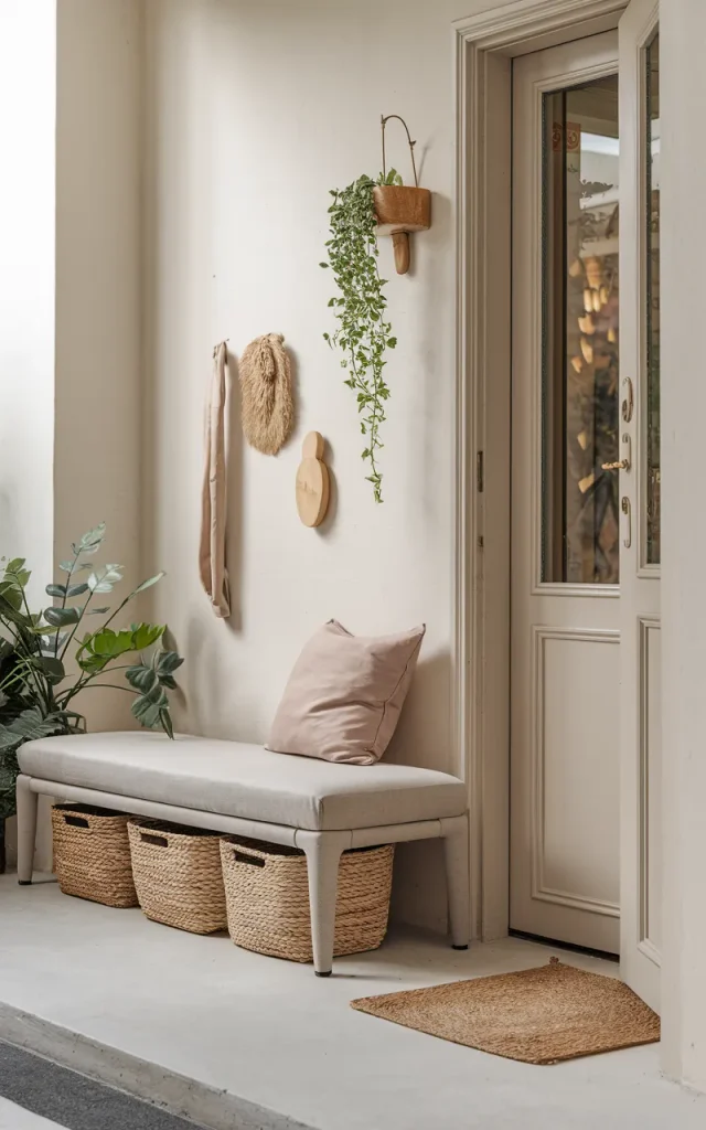 Place a narrow bench near the door.